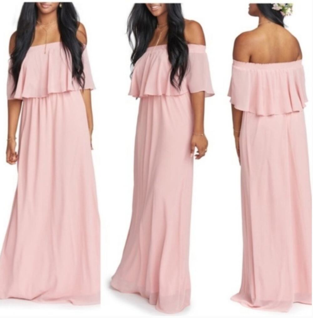 Show Me Your Mumu Hacienda Ruffle Convertible Off Shoulder Maxi Dress Womens S